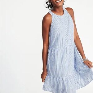 OLD NAVY Striped Blue Sleeveless Dress. Size L NWT
